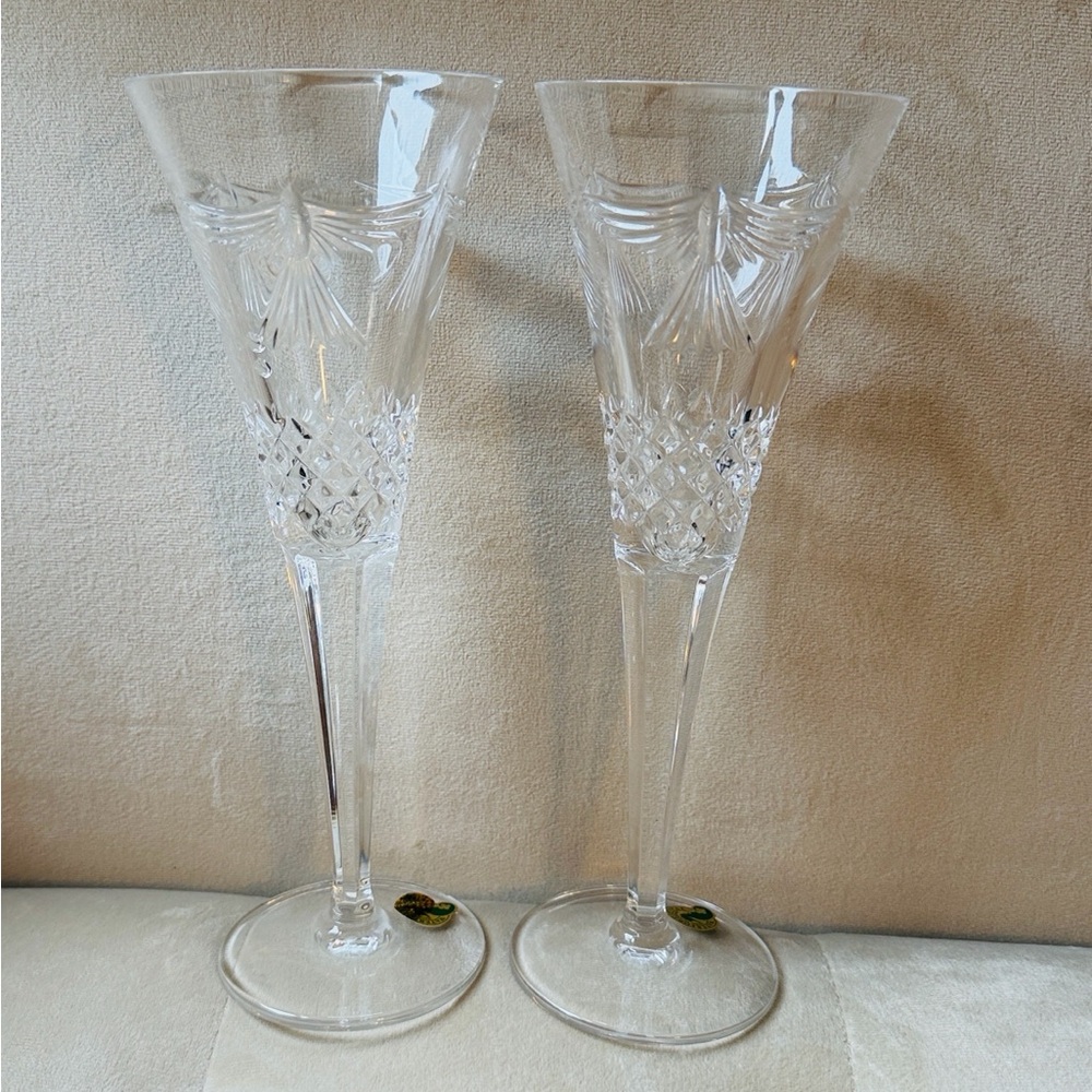 Waterford Crystal “Peace” Toasting champagne Flutes from Millennium Collection